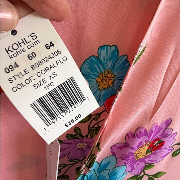 New with Tags size XS Floral Pink Women's Robe by Beauty Sleep Social. Rayon. - Picture 9 of 14
